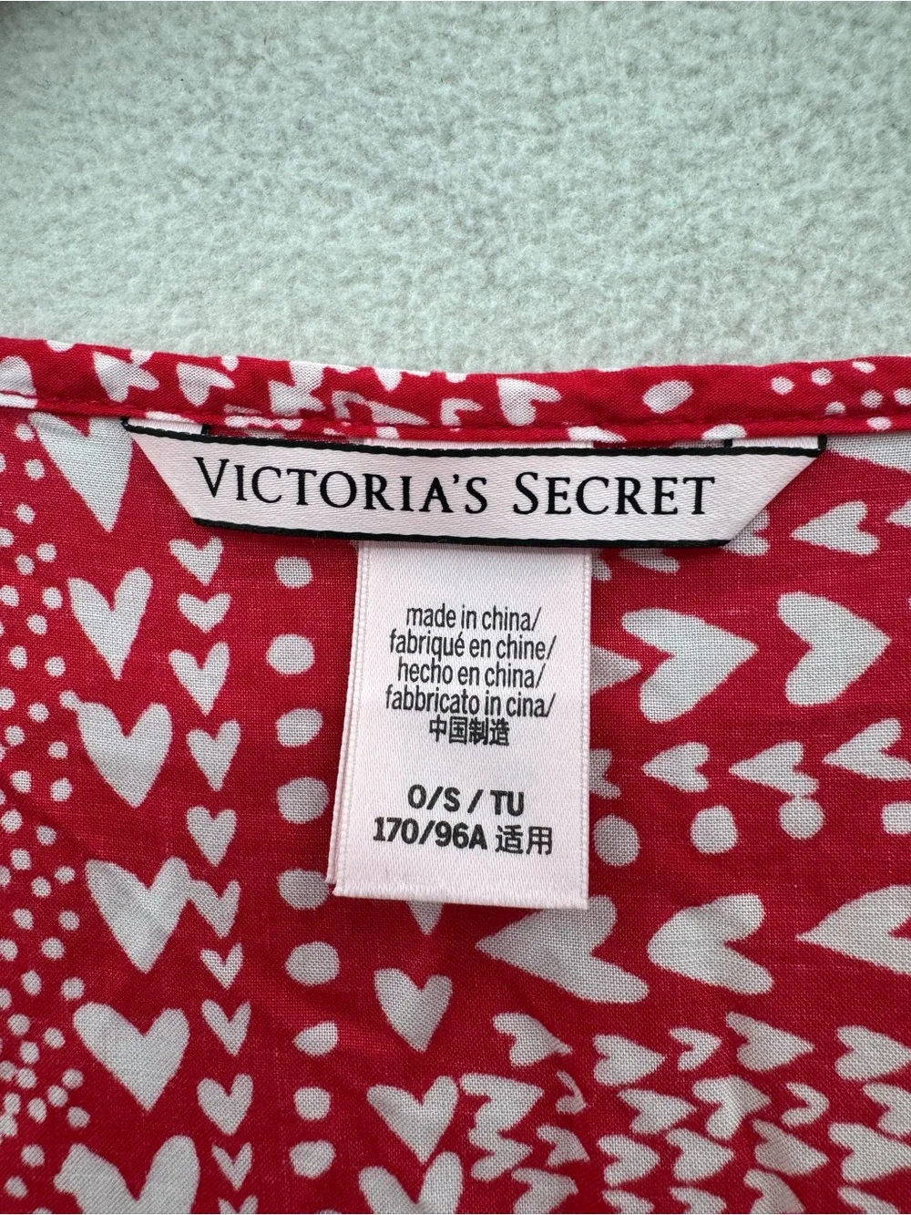 Victorias Secret Women’s One Size Kimono Red Heart Print Tie Front Beachy Boho